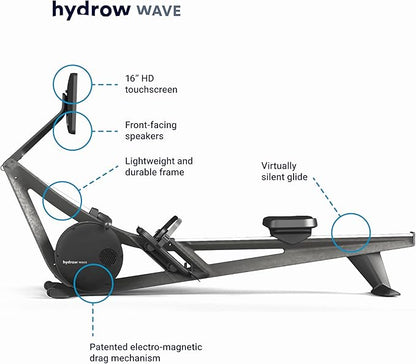 Hydrow Wave Rowing Machine with 16" HD Touchscreen & Speakers - Foldable | Live Home Workouts, Subscription Required