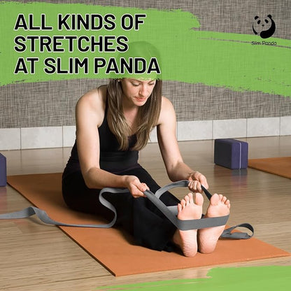 Slim Panda Yoga Strap for Stretching,Cotton Yoga Strap with Adjustable D-Ring Buckle,Non-Elastic Yoga Belt for Pilates,Gym Workouts,Physical Therapy,Improve Flexibility