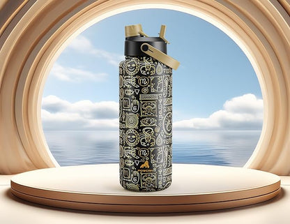 40 oz Insulated Water Bottle with 2-in-1 Straw and Spout Lid, Keep Cold 24H, Leak-Proof, BPA-Free, Double Wall Stainless Steel Water Bottle for Sports, Gym, Travel, and School (Mystic Glyph)