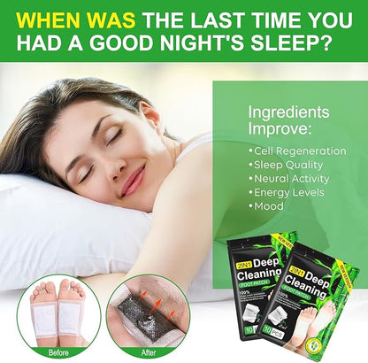 2in1 20PCS Foot Pads, Natural Bamboo Vinegar Ginger Powder Foot Pads