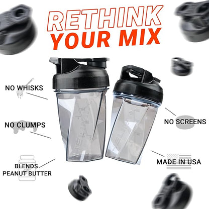 HELIMIX 1.5 Vortex Blender Shaker Bottle Holds Upto 20oz | No Blending Ball or Whisk | USA Made | Portable Pre Workout Whey Protein Drink Shaker Cup | Mixes Cocktails Smoothies Shakes | Top Rack Safe