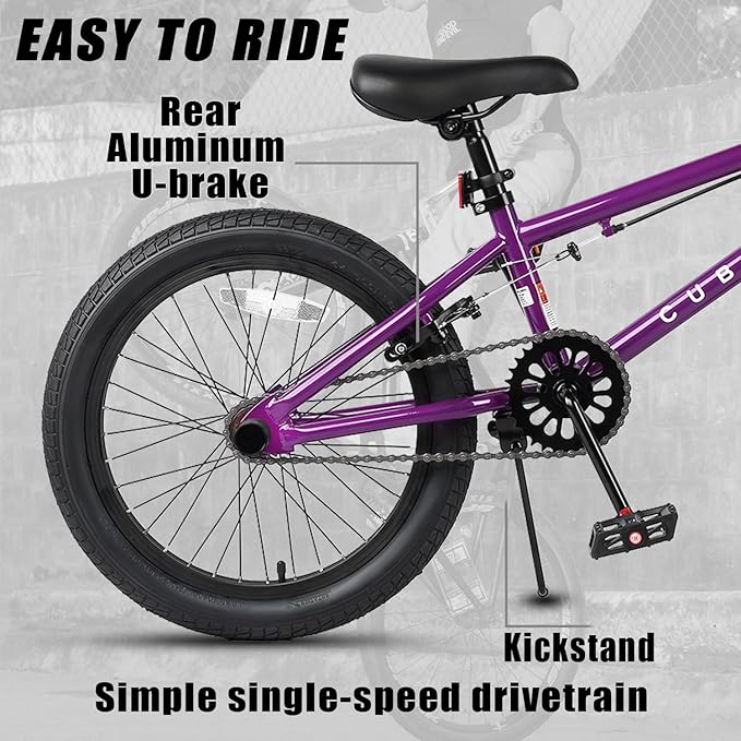 Freestyle BMX Bike, 18 20 Inch Kids Bicycle for 5-13 Years Old Kids and Beginner Level Rider, Multiple Colors