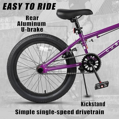 Freestyle BMX Bike, 18 20 Inch Kids Bicycle for 5-13 Years Old Kids and Beginner Level Rider, Multiple Colors