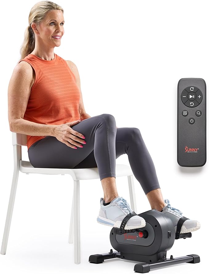 Sunny Health & Fitness Smart Under-Desk Bike Exerciser, Low-Impact Cardio Cycling Equipment for Home/Office, Mini Paddler for Arm/Leg Mobility Training, Free SunnyFit App Connect, Optional Motorized