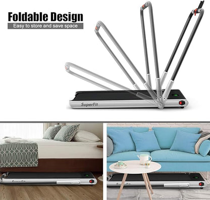 GYMAX Walking Pad, 2 in 1 Free Installation Under Desk Treadmill with Smart App, Remote Control & LED Display, 2.25HP Foldable Portable Compact Running Machine for Small Spaces Home Office