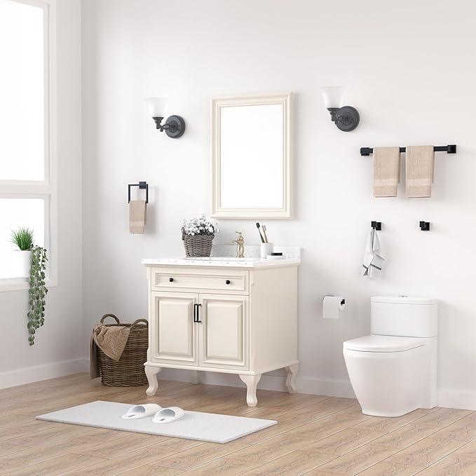 10-Pieces Matte Black Bathroom Accessories Set 23.6 Inch 304 Stainless