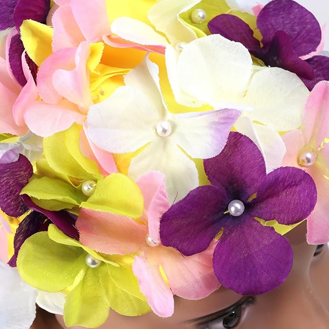 FAVOMOTO Colorful Large Size 3D Floral Petal Swim Cap for Women - Floral Caps Unique Design for Ear Hair Protection in Water Activities Ideal for Swimming Beach
