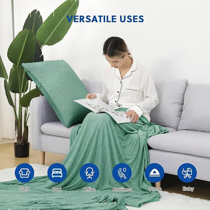 HOMFINE Cooling Blankets for Hot Sleepers - Summer Blanket Thin Lightweight Breathable Soft Double Side Enhanced Cooling for Bed Couch Sofa, Keep Cool for Night Sweats (Green, 90 x 90 inches)