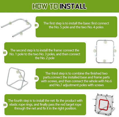 3' x 3'/1.67' x 1.67' Pro Portable Baseball and Softball Rebounder Adjustable Heavy Duty Pitch-Back Net with Bag Strap Fielding Trainer Net 3 Angles Ground Balls Line Drives Pop Flies