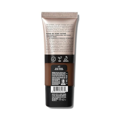 e.l.f. Soft Glam Foundation, Medium Coverage, Long-Lasting & Buildable Foundation For A Smooth, Satin Finish, Vegan & Cruelty-Free, 62 Rich Warm