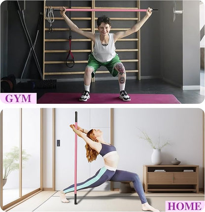 5ft Yoga Stick - Sturdy Steel Adjustable Stretching Stick for Mobility,Flexibility & Balance | Non-Slip Ends & Foam Handles | Exercise Pole for Fitness,Physical Therapy,Posture Correction