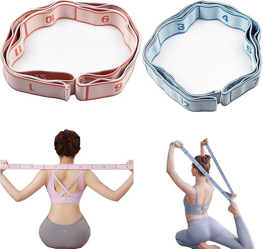 2PCS Stretch Strap for Dance Elastic Band for Gymnastics Stretching Strap Stretching Bands Multi-Loop Adjustable Exercise Bands Stretching Resistance Ballet Bands -12 Loops