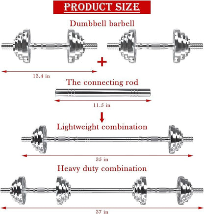 VIVITORY Fitness Dumbbells Set, Adjustable Weight Sets up to 11/22/44/66/110 lbs, with Metal Connecting Rod Used As Barbell, Chromed Weights, Hardcover Gift Box, Home Gym Work Out Training Equipment