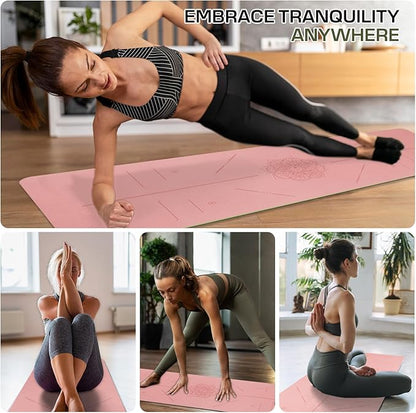 Yoga Mat Non Slip, Anti-Tear 3/16 Thick TPE Yoga Mats for Women and Men, 72"x24" Exercise & Fitness Mat with Carrying Strap, Workout Mats for Yoga, Pilates and Floor Exercise