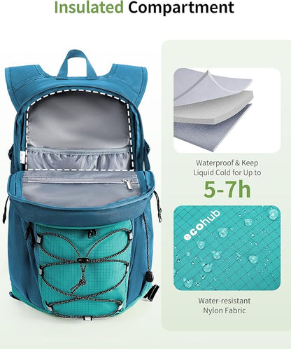 ECOHUB Hydration Backpack for Men Women, 20L Lightweight Hiking Daypack Cycling Backpack with 2L Water Bladder, Insulated Hydration Pack with Waist Pack