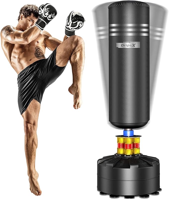 Dripex Freestanding Punching Bag, Heavy Boxing Bag with Stand for Adult Youth - Men Standing Boxing Punch Bag for Home Gym Workout