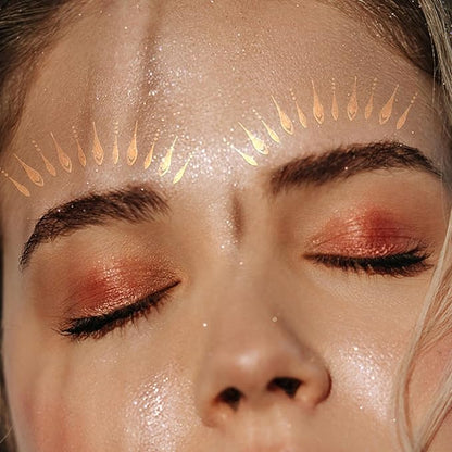 Glitter Freckles Face Tattoo,Glitter Freckles, Metallic Gold Makeup Patches,14 Assorted Sparkle Face Tattoos