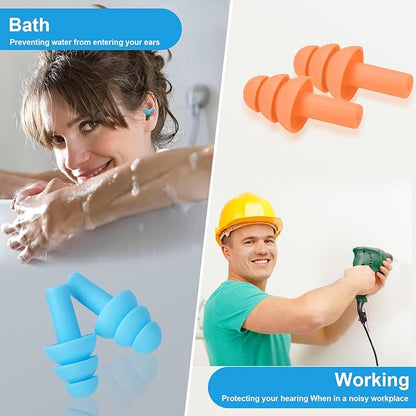 Ear Plugs for Swimming,Sleeping Noise Cancelling,Snoring,Shoting,Working, Reusable Silicone Earplugs, Super Soft Ear Plug for Noise Reduction, Ears Protection (8 Colors)