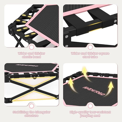 Foldable Mini Trampoline, Rebounder Trampoline with Adjustable Foam Handle, Fitness Trampoline for Indoor, Outdoor, Home Gym, Max Load 460 lbs