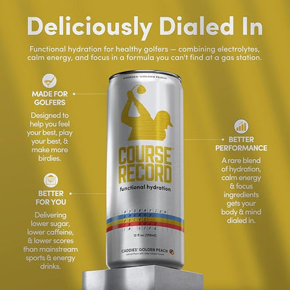 Functional Hydration Drink for Golfers – COURSE RECORD Variety Pack – Electrolytes, Calm Energy & Focus – Healthy Sports Drink – 12-Pack (12oz Cans) – Low Sugar, Low Caffeine