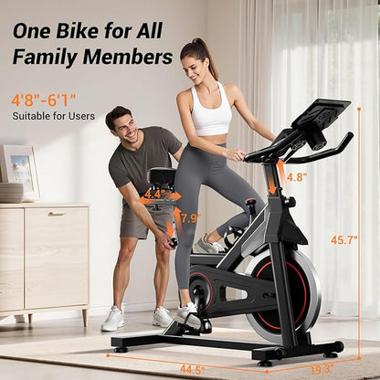 CURSOR FITNESS Exercise Bike, Stationary Bikes for Home, 300 LBS Capacity, Workout Bike with Silent Belt Drive, Indoor Cycling Bike with Extra Comfort Seat/IPad Mount/3 Bottle Holders