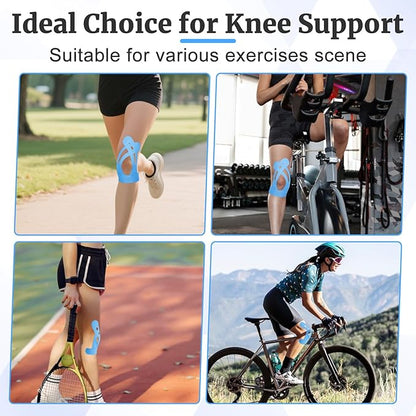 10 Pcs Precut Kinesiology Tape for Knees,Kinesiology Ankle Tape,Waterproof Elastic Knee Kinetic Tape,Breathable Latex-Free Tape for Knee Support and Stability,Pain Relief(Blue)