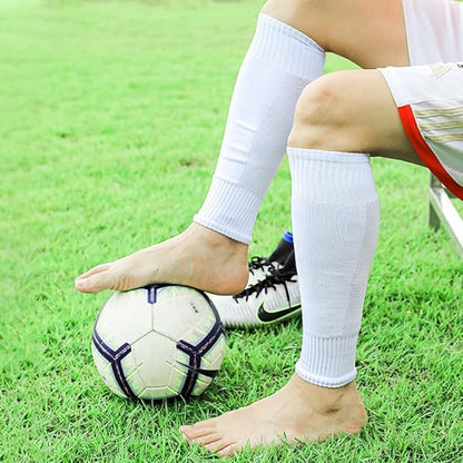 2 Set Anti-Slip Grip Soccer Socks with Shin Guard Sleeves, Sports Athletic Socks for Men Women