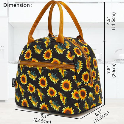 FlowFly Insulated Lunch Cooler Bag - Tote Bag Organizer for Women/Men, SunFlower