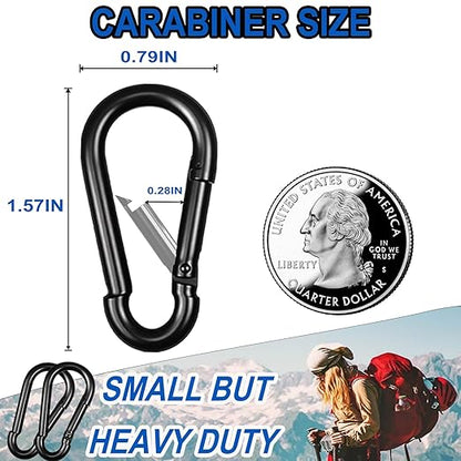 40PCS M4 Black Carabiner Clip, 1.57Inch Snap Hook Quick Link Small Carabiner Clips,Spring Link Buckle for Fishing Camping Hammock Dog Leashes-220LBS Holding Capacity.