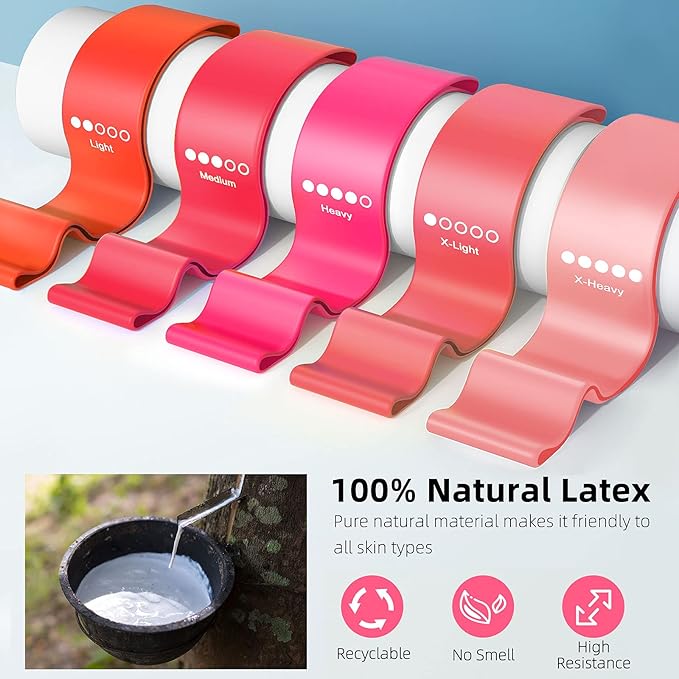 Resistance Bands for Working Out, Elastic Exercice Loop Bands for Physical Therapy, Yoga Starter Set of Stretch Bands for Booty Legs, Pilates Flexbands