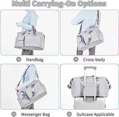 FIORETTO Women's Gym Duffle Bag with Shoes Compartment, 37L Capacity, Ideal for Travel, Gym, Sports, Duffel, Weekender