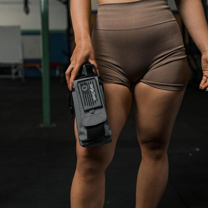 Iron Infidel Battle Bottle - 32 Oz Insulated Water Bottle with Straw Lid & Chug Cap, Stainless Steel Metal Tactical Flask with Rugged, Removable Sleeve for Keys & Phone or Wallet (Betsy Ross 1 Liter)