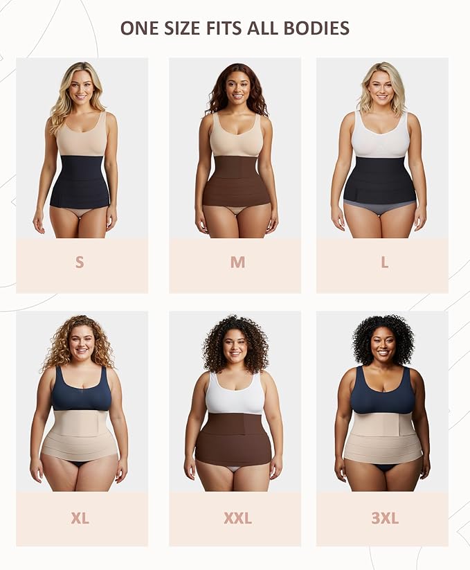 FeelinGirl Waist Trainer for Women Trimmer Belt Waist Cincher Tummy Wrap Plus Size Snatch Me Up Bandage Body Shaper