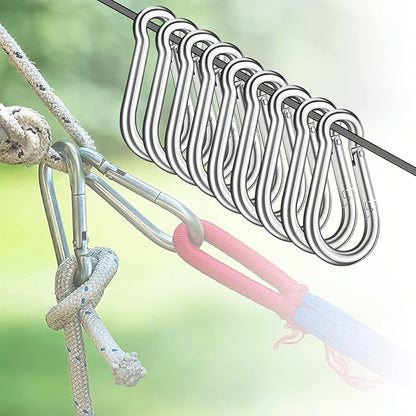 200PCS 2" Spring Snap Hook Carabiners, 3/16" Heavy Duty Galvanized Steel Carabiner Clips, 220lbs Capacity M5 Spring Clips Keychain for Hammock Swing,Dog Leashes, Water Bottle and Outdoor Activities