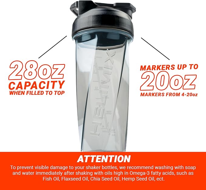HELIMIX 2.0 Vortex Blender Shaker Bottle Holds upto 28oz | No Blending Ball or Whisk | USA Made | Portable Pre Workout Whey Protein Drink Shaker Cup | Mixes Cocktails Smoothies Shakes | Top Rack Safe