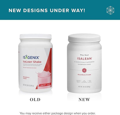 IsaLean Protein Shake - Complete Superfood Meal Replacement for Maintaining Healthy Weight and Lean Muscle Growth with 24 Vitamins and Minerals - 28.6 oz - 14 Meal Canister (Strawberry Cream)