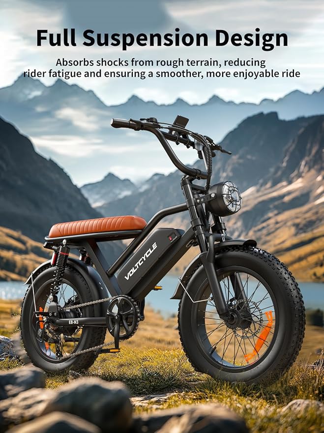 Electric Bicycle for Adults - 20”x 4”Fat Tire, Peak 1000W Motor, 7 Speed Electric Motorcycle Bicycle, 48V/18.2AH Detachable Battery Long Seat Electric Bike,Up to 28MPH/30-60Miles Electric Dirt Bike