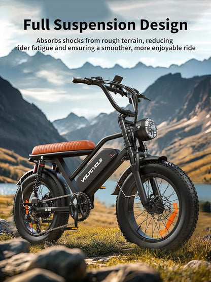 Electric Bicycle for Adults - 20”x 4”Fat Tire, Peak 1000W Motor, 7 Speed Electric Motorcycle Bicycle, 48V/18.2AH Detachable Battery Long Seat Electric Bike,Up to 28MPH/30-60Miles Electric Dirt Bike