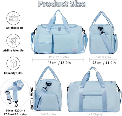 FIORETTO Women's Gym Duffle Bag with Shoes Compartment, 37L Capacity, Ideal for Travel, Gym, Sports, Duffel, Weekender