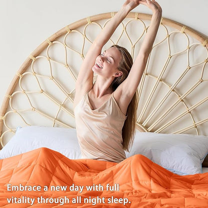 King Size Weighted Blanket for Adults (20 lbs, 80” x 87”, Orange) Cooling Heavy Blanket for Sleeping Perfect for 190-210 lbs, Breathable Blanket for Adults & Couple All Season, Machine Washable