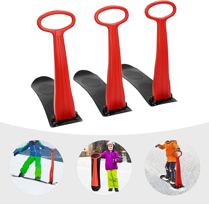 3 Pack Ski Scooter, Snow Sled, Fold-up Snow Scooter for Skiing (Black, Red)