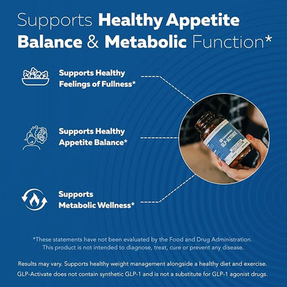 GLP-Activate | Hunger & Metabolism Support - Formulated to Help Support GLP-1 Pathways - Expert Formulated Supplement - 1 Capsule for Balanced Appetite & Metabolic Wellness Daily (90 Servings)
