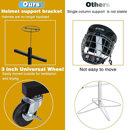 Hockey Gear Drying Rack - Ice Hockey Stick Holder Field Hockey Equipment Dryer - Large Hockey Display Storage Rack Sports Metal Tree Stand for Lacrosse (Patent Protected)