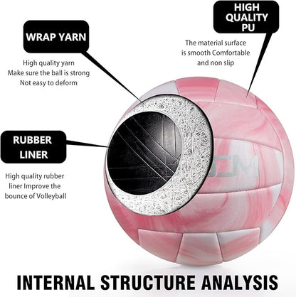 EVZOM Super Soft Volleyball Beach Volleyball Official Size 5 for Outdoor/Indoor/Pool/Gym/Training Premium Volleyballs Equipment Durability Stability Sports Ball