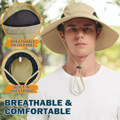 EINSKEY Wide Brim Sun Hat, UPF 50+ UV Protection Waterproof Packable Bucket Hat for Men & Women, Fishing Hiking Beach Garden