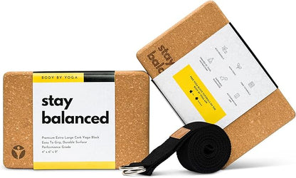 Premium Cork Yoga Blocks - Extra Large Yoga Block 2-Pack or Extra Tall 1-Pack for Inflexible Yogis | Natural, High-Density Cork for Superior Support & Stability | Optional Yoga Strap & Gift Box