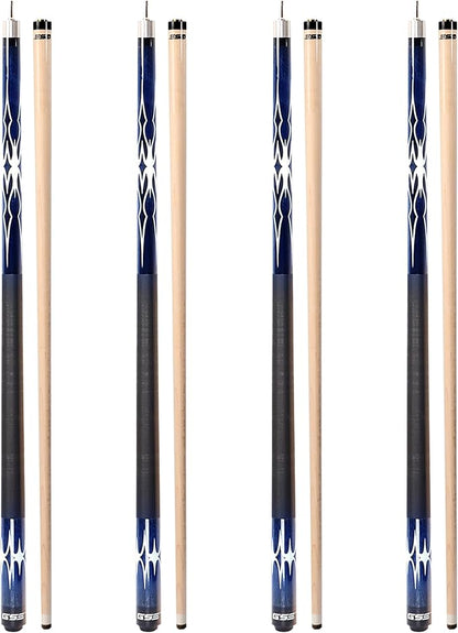 GSE Games & Sports Expert 58" 2-Piece Canadian Maple Hardwood Billiard Pool Cue Sticks for Men/Women, House or Commercial/Bar Use (Several Colors, Weight 18oz, 19oz, 20oz, 21oz Available)
