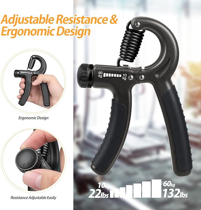 2 Pack Grip Strength Trainer 22-132Lbs (10-60kg), (10-60kg), Forearm