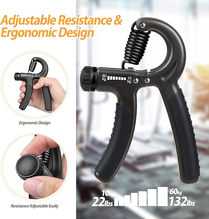 2 Pack Grip Strength Trainer 22-132Lbs (10-60kg), (10-60kg), Forearm