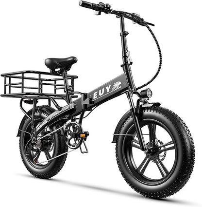 1000W Folding Electric Bike, 48V 20AH Large Removable Battery E Bike,30+MPH, 80 Miles Max Range, 20" Fat TireElectric Bike for Adults, Adult Electric Bicycles for CommuteBeach Snow